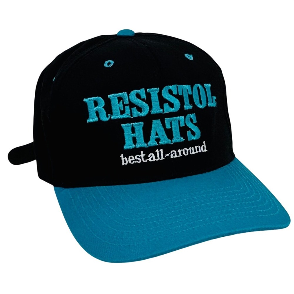 Vintage Resistol Hats Best All-Around Snapback Cap Black Teal Leather Strap